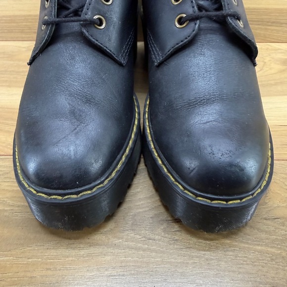 Dr Martens Shriver Hi Boots Womens 8 Black Leather Chunky Combat Heel - Picture 4 of 11